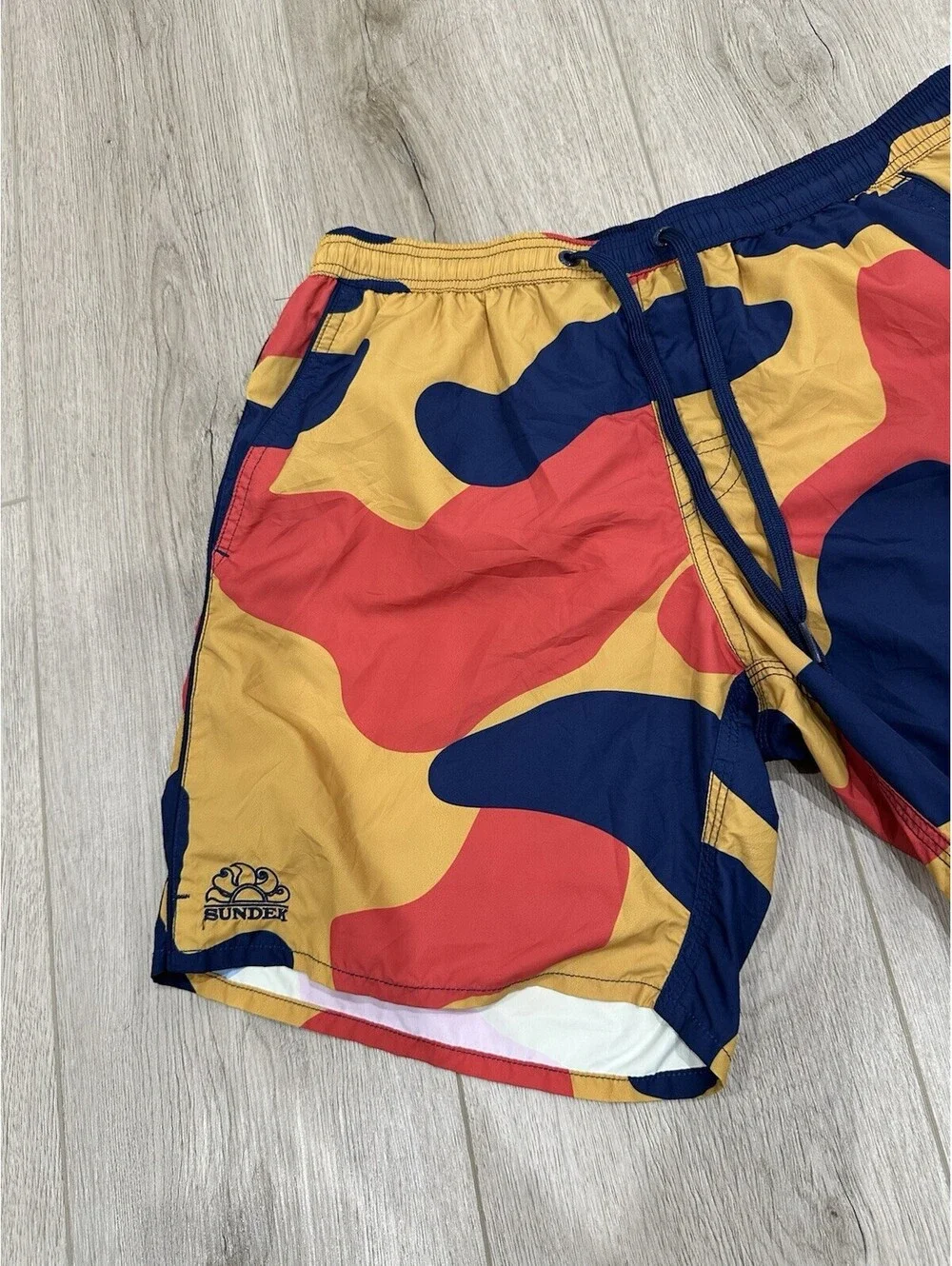 Sundek Swim Trunks Medium Mens Colorful Mesh Brief Drawstring Swimwear